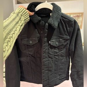 Levi’s Women’s Black Jean Jacket with Sherpa Lining